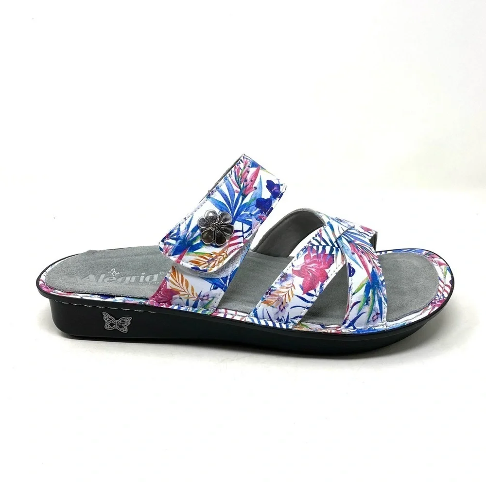Alegria Victoriah Leather Slide Sandals Floral Tropic